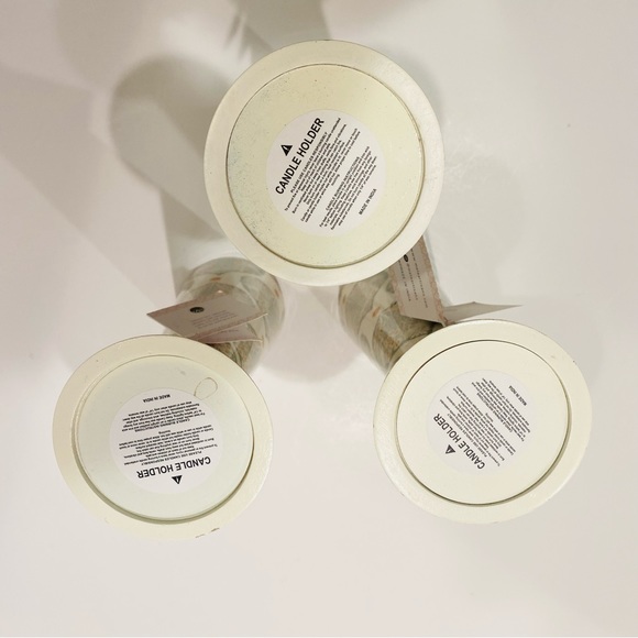 SET OF 3 MELA ARTISANS Candle Holders Cream Green Orange - Picture 9 of 12